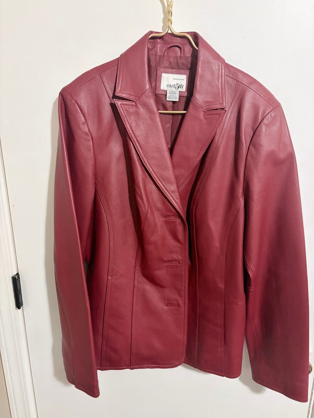 East 5th Genuine Leather Blazer Jacket Burgundy Red Vintage
